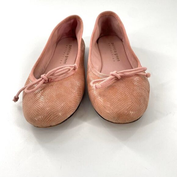 Patricia Green Ballet Flat Snake-Skin Bowtie Pink Size 7.5M - Picture 5 of 10